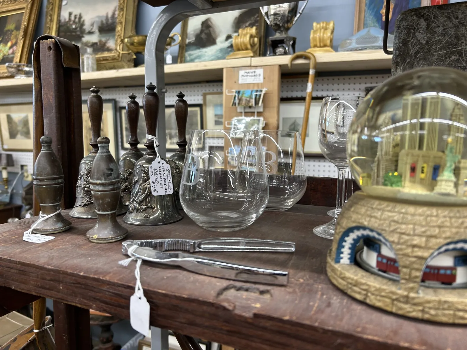 bangor-antiques-mall-handbells-and-glass-pitcher